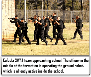 Eufaula SWAT Team approaches school, weapons drawn